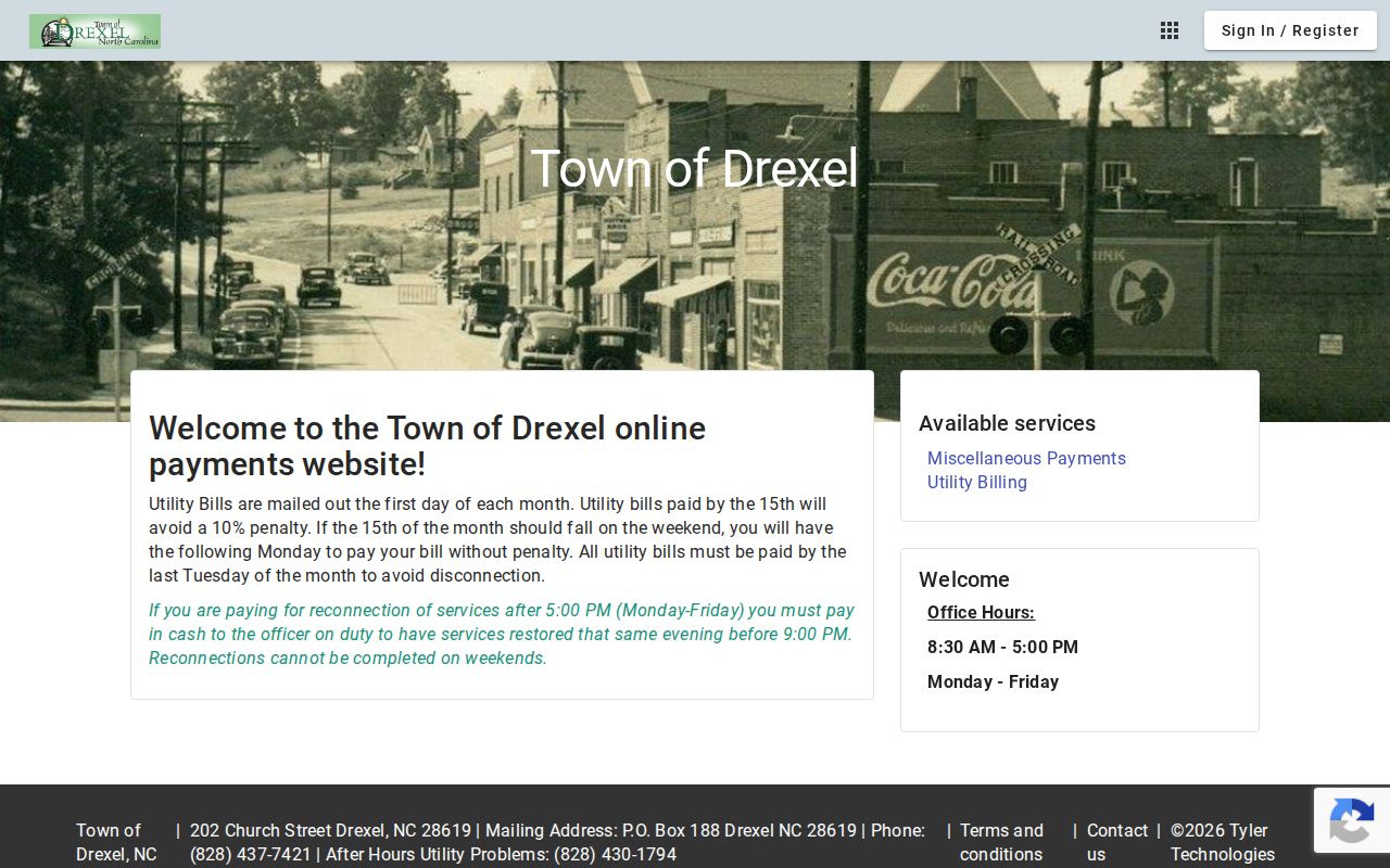 Town of Drexel official municipal contact page